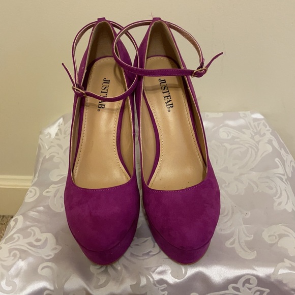 JustFab Sheldon Fuchsia platform ankle strap pump - Picture 2 of 8